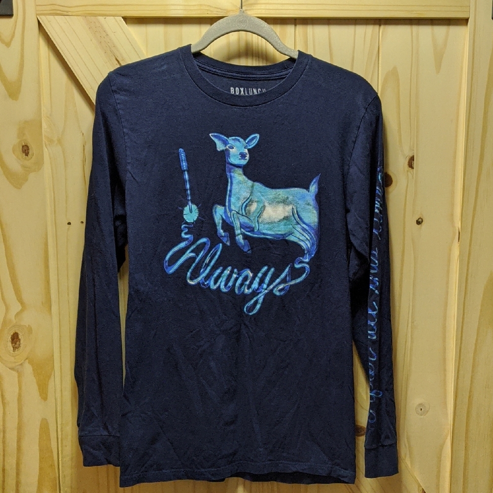 Harry Potter Patronus Always Blue Deer Long Sleeve Tee, Size Small